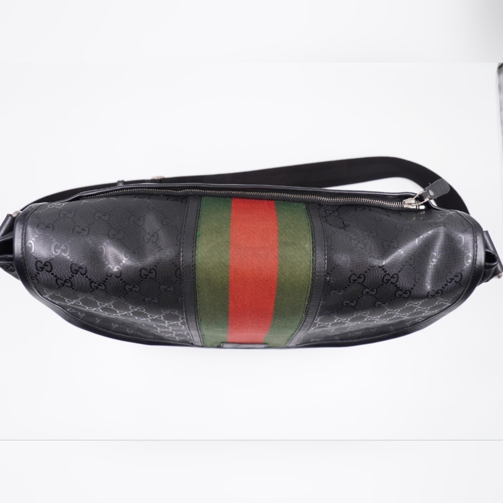 CB09 ❤️ Gucci GG 500 Web Double Buckle Messenger Bag - Picture 3 of 14